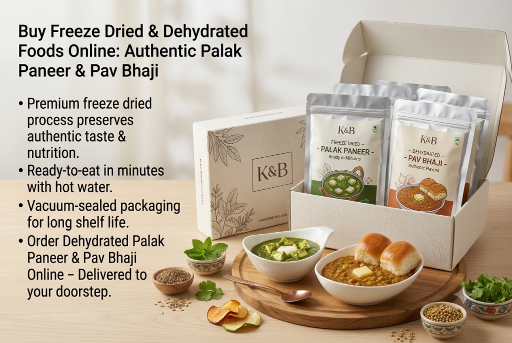 Dehydrated Indian ready-to-eat meals for customers in the USA and UK by KQB